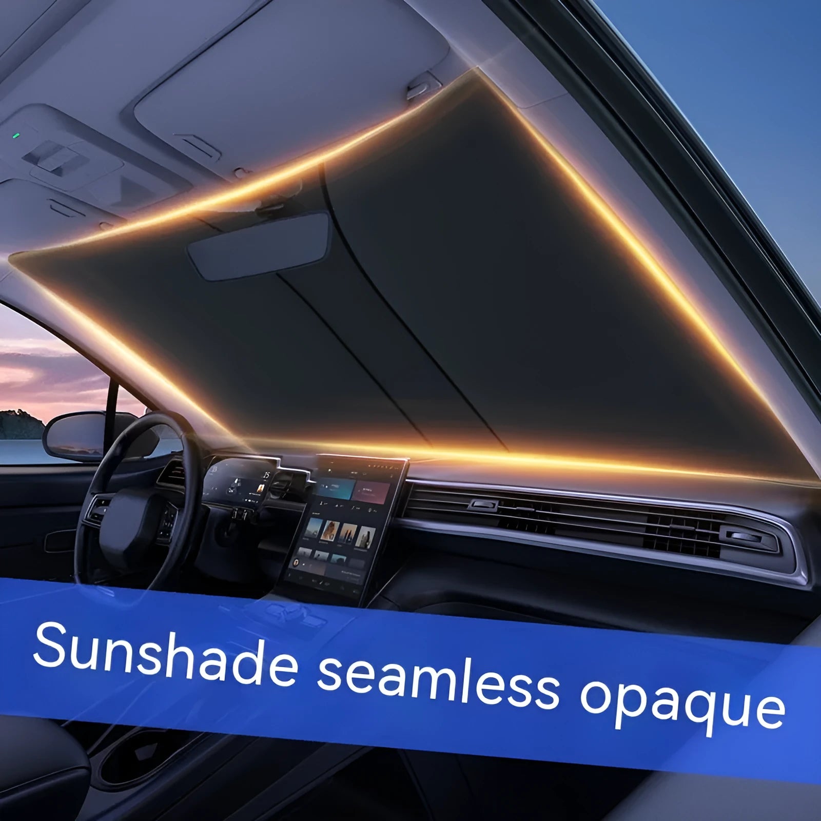 Double ring front shield car windscreen sunshade in titanium silver colour