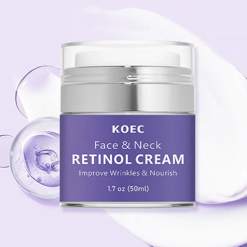 KOEC Retinol Neck Cream 50g container for moisturising and reducing fine lines on neck