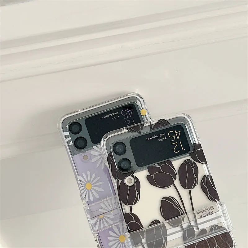Samsung Galaxy Flip flower design PC phone case for Z Flip3 and Z Flip4 models