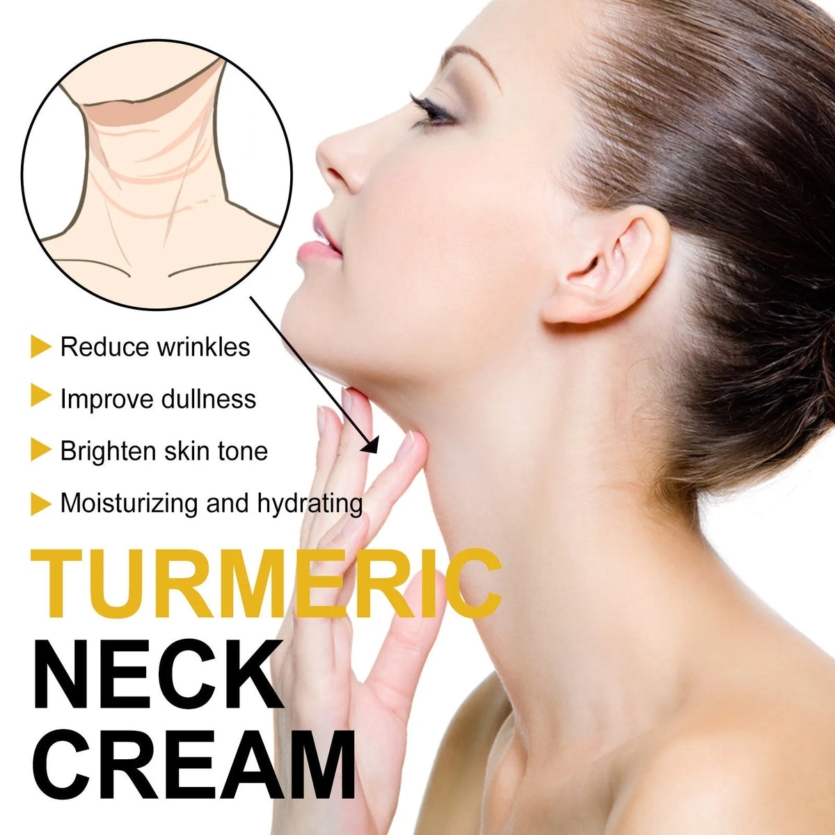 30g turmeric neck cream container for neck line treatment with hyaluronic acid and collagen