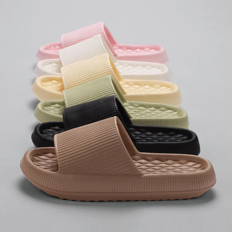 Comfortable and stylish EVA flip flops in various colors with unique rhombus stripe design