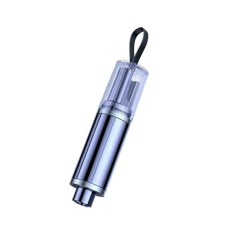 Black and red ABS plastic car safety hammer with spring-loaded window breaker and seatbelt cutter