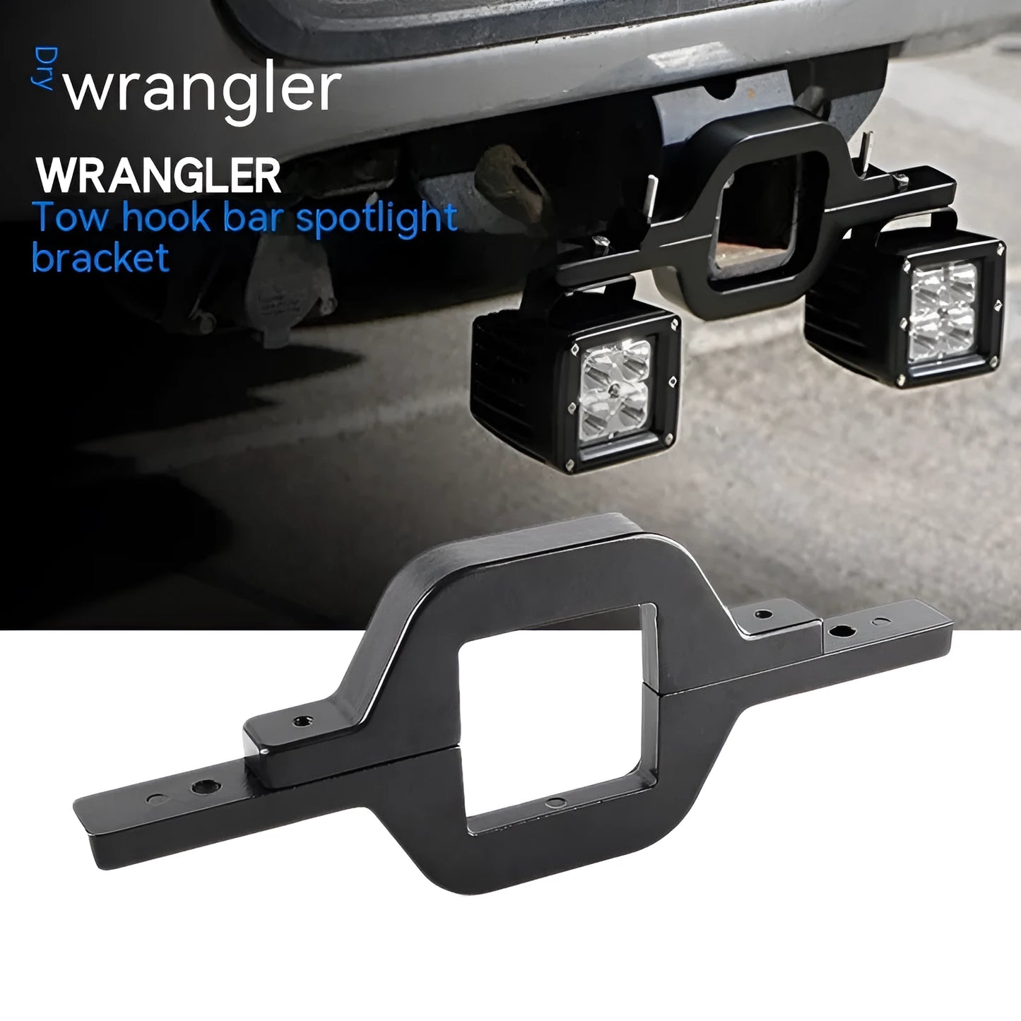 Black aluminium reversing light bracket for Jeep Wrangler vehicles