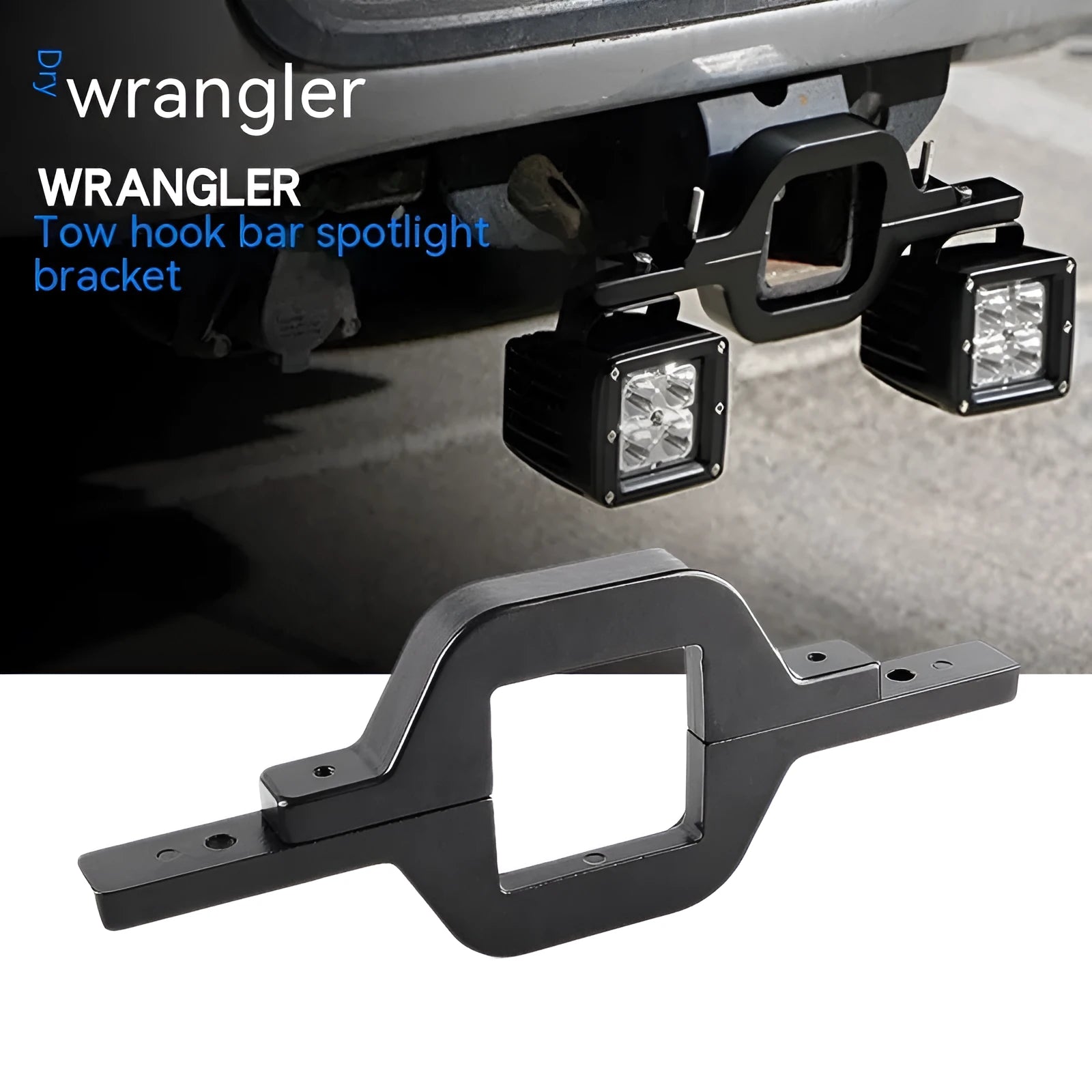 Black aluminium reversing light bracket for Jeep Wrangler vehicles