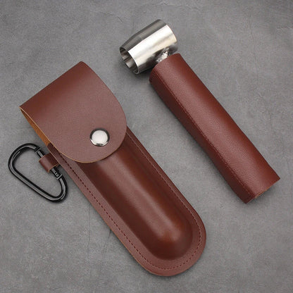 Rugged Outdoor Auger Drill with Genuine Leather Case for Camping, Bushcraft, and Outdoor Survival Tasks