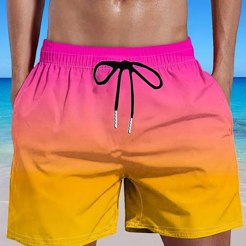 Men's Gradient Print Sports Shorts with Micro-Elastic Mesh Fabric for Enhanced Breathability and Freedom of Movement in 10 Size Options
