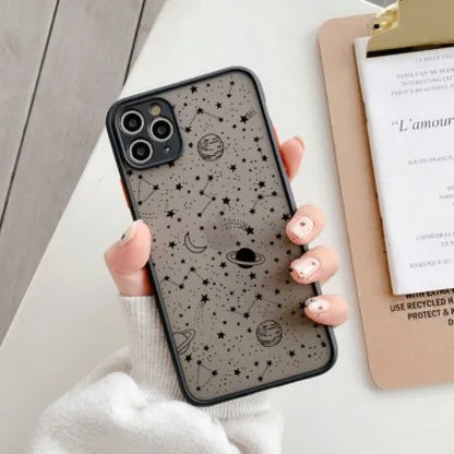 Black star universe patterned iPhone case with skin sensation texture for iPhone 13