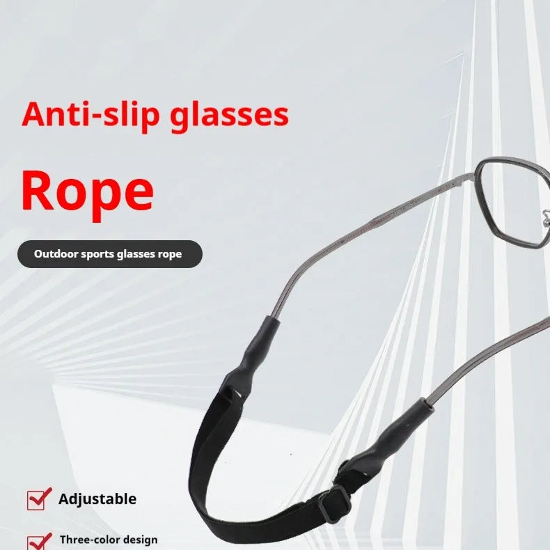 Black adjustable glasses cord with silicone earpiece hooks for adult and children's eyewear security