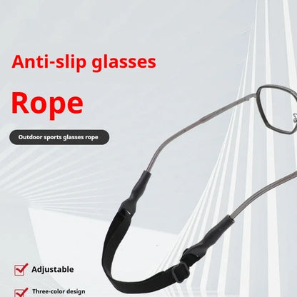 Black adjustable glasses cord with silicone earpiece hooks for adult and children's eyewear security