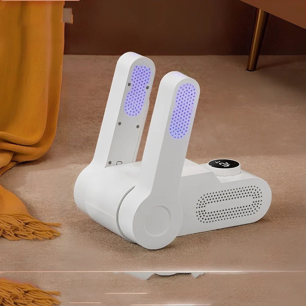 Household shoe dryer with telescopic design showing UK plug and 1.3m cord for footwear drying