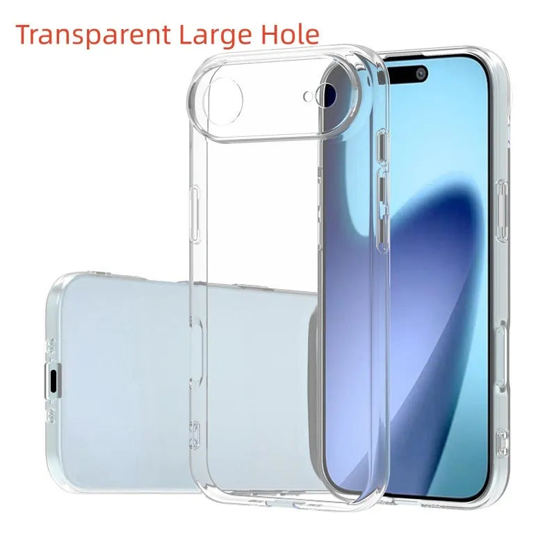 Transparent TPU phone case with magnetic suction and invisible bracket, compatible with iPhone and Samsung models.