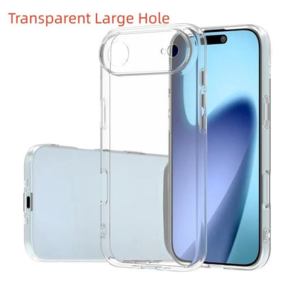 Transparent TPU phone case with magnetic suction and invisible bracket, compatible with iPhone and Samsung models.