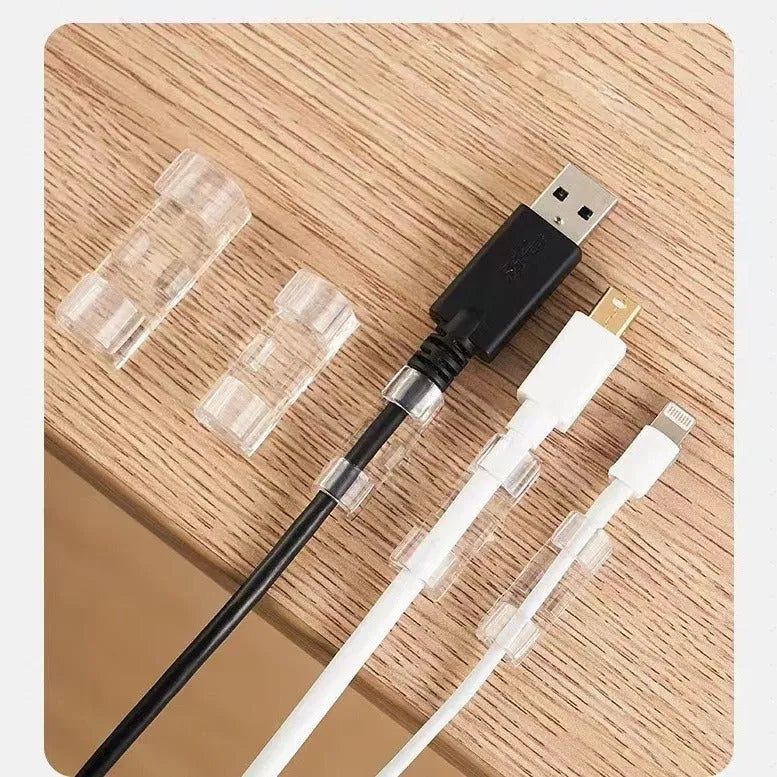 Self-adhesive Wire Management Clip Cable Holder Cable Routing Artifact Plastic Snap Clip Punch-free Seamless Cable Organiser for Desk, Wall, Office Organisation in Transparent Modern Simple Style