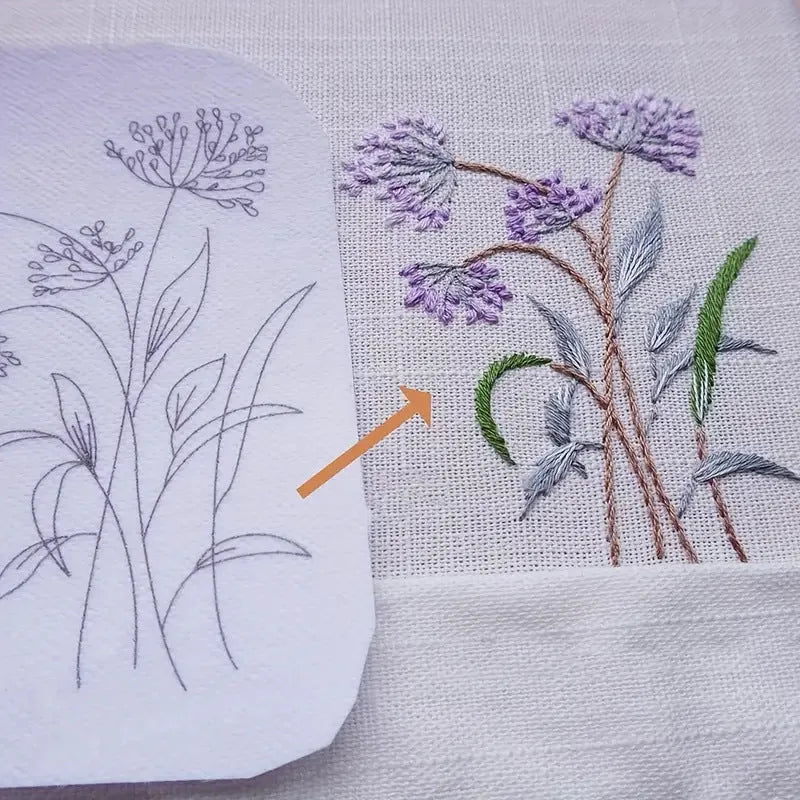Nordic style beginner embroidery package with water-soluble fabric measuring 18.5x23x2cm