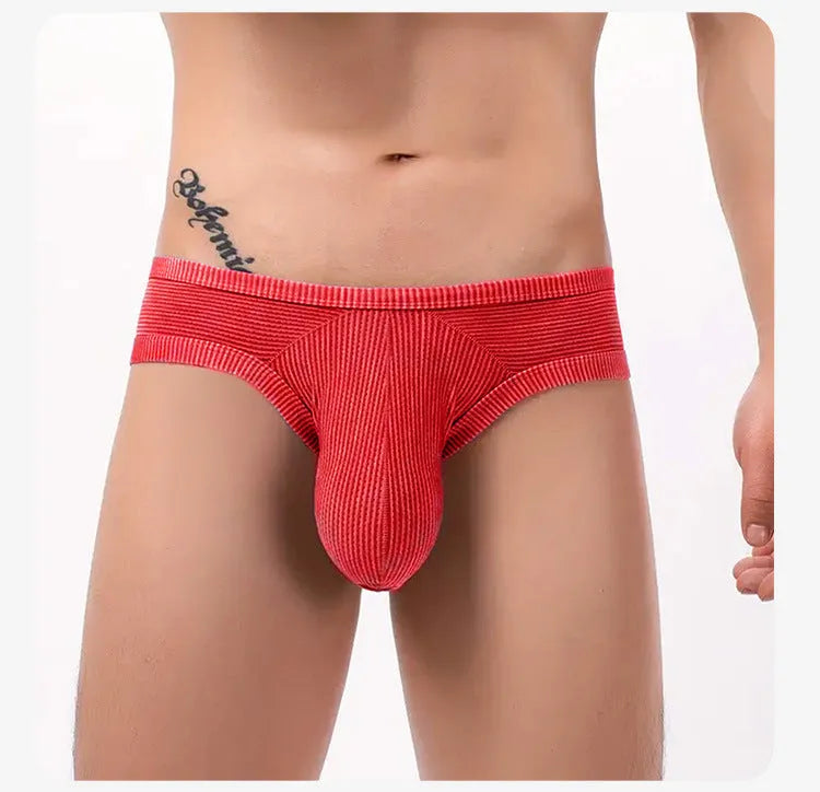 Men's cotton low waist briefs with hollow back three-dimensional design in multiple colour options