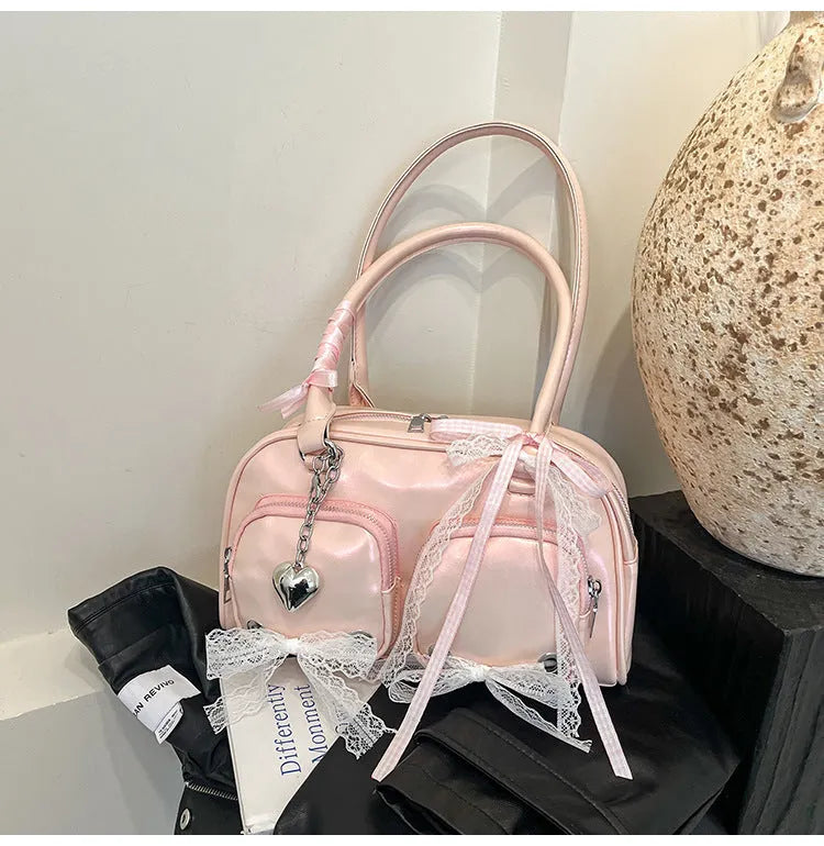 Soft PU leather crossbody shoulder bag with adjustable straps in horizontal square design