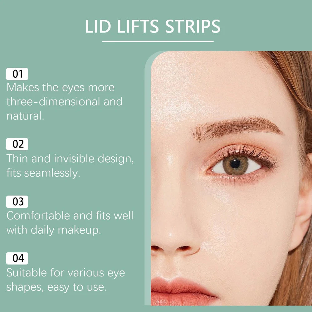 Transparent eyelid stickers with hyaluronic acid and collagen, 80 pieces pack showing dimensions