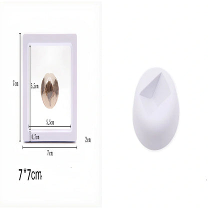 Black 11x11cm suspended 3D floating display frame holding a coin, with square base for stable collectible showcase