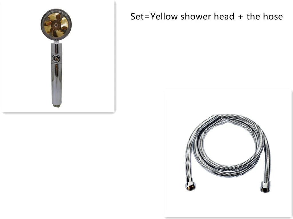 360° Rotating Shower Head with Built-In Fan - Premium ABS Plastic Construction, Water-Saving High-Pressure Spray