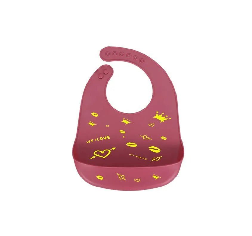 Silicone baby bib with cartoon print, waterproof and antifouling, for ages 0-6 years