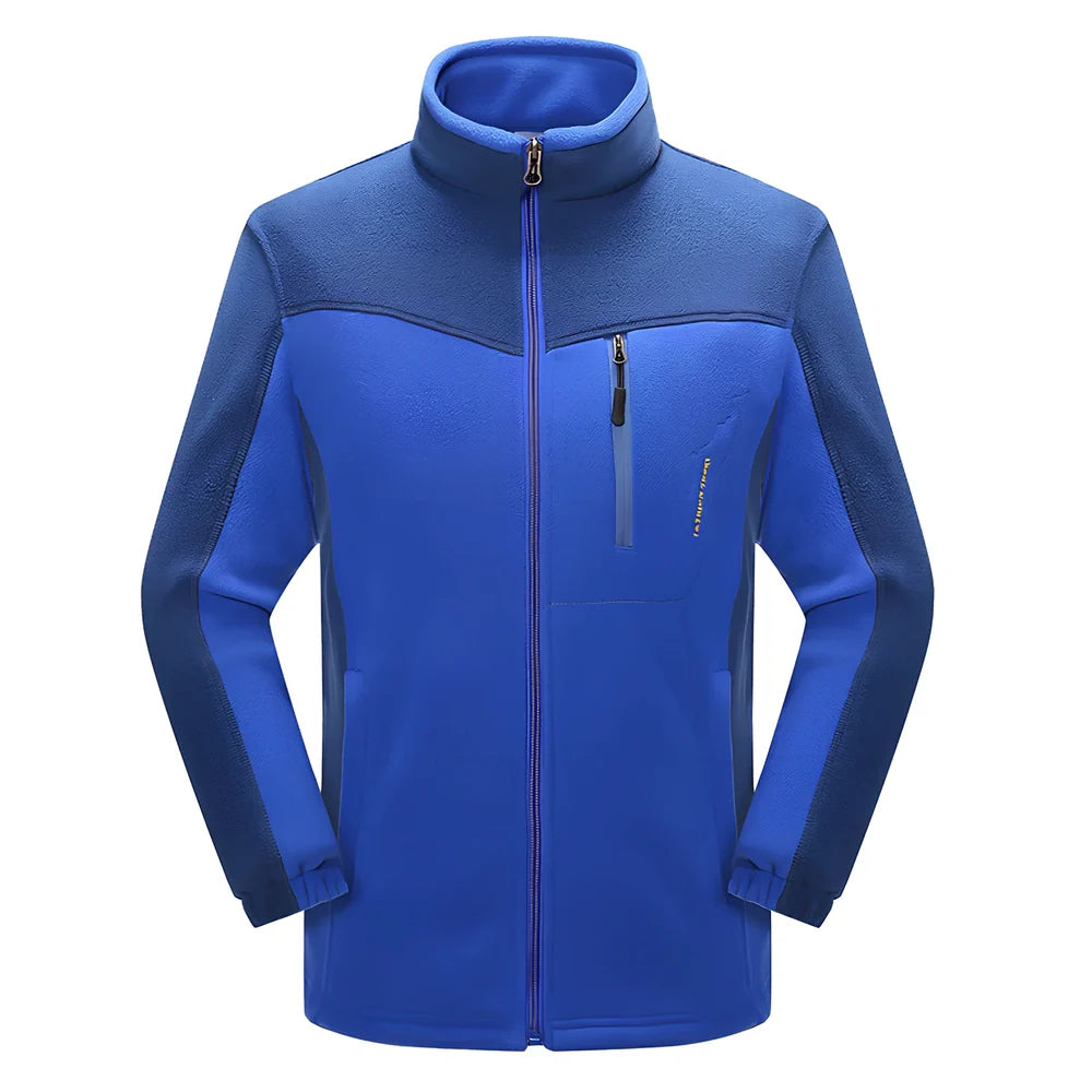 Polar fleece couple cardigan with contrasting colour panels in autumn winter wear