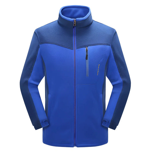 Polar fleece couple cardigan with contrasting colour panels in autumn winter wear