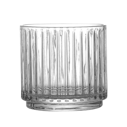 Stackable engraved glass wine glass set with two wine glasses and one sake barrel in simple style