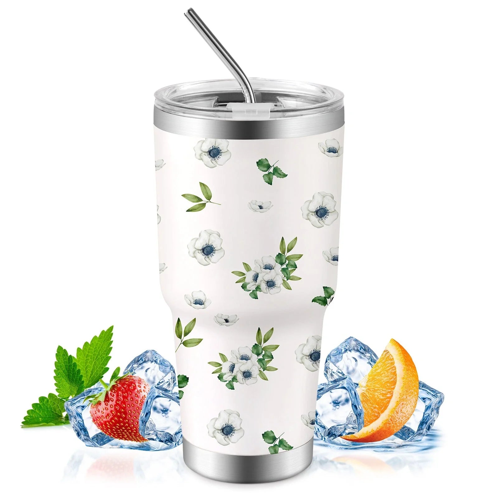 30oz insulated travel mug for car, keeps drinks hot or cold, spill-proof lid