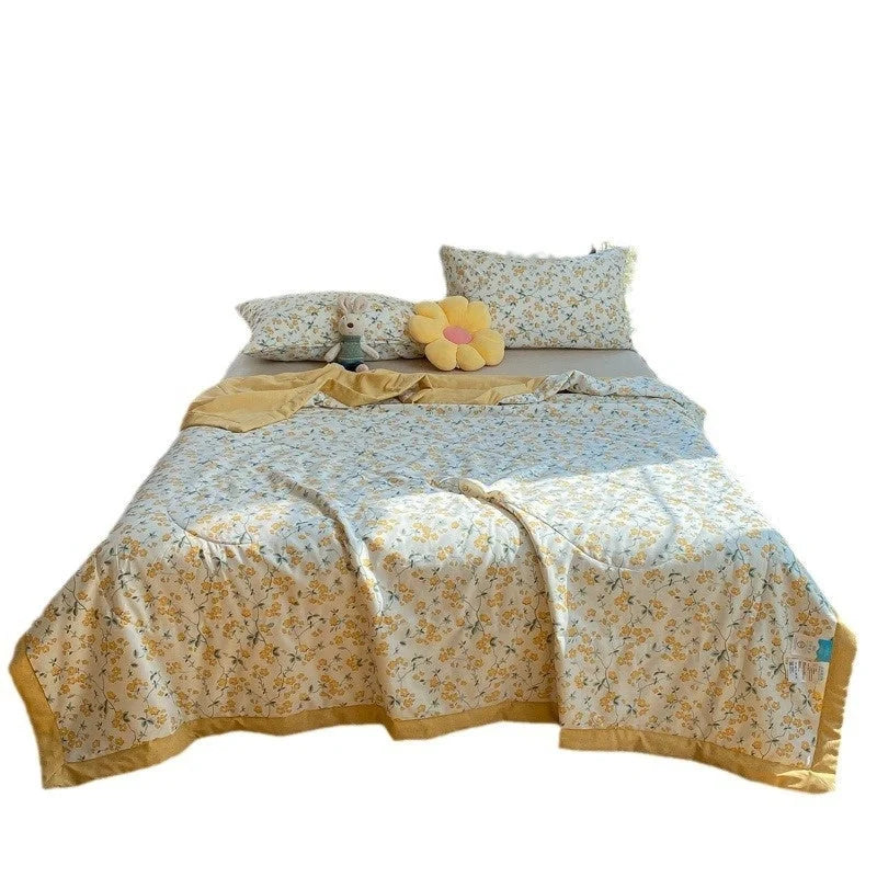 Double-sided cotton summer blanket with vibrant patterns