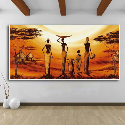 Abstract African woman artwork printed on canvas in sizes from 20x40cm to 60x120cm with rich colours