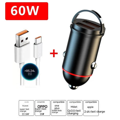 Black 200W car charger with zinc alloy housing and USB port for vehicle charging