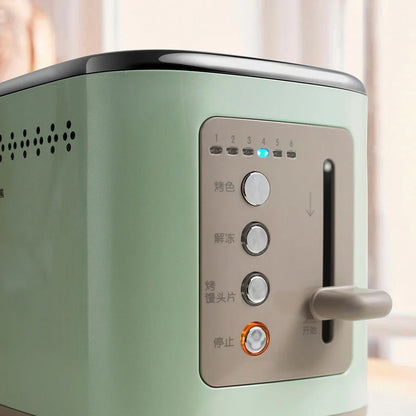 Morning mist green teddy bear toaster with compact 285x160x185mm dimensions and 2-slice capacity
