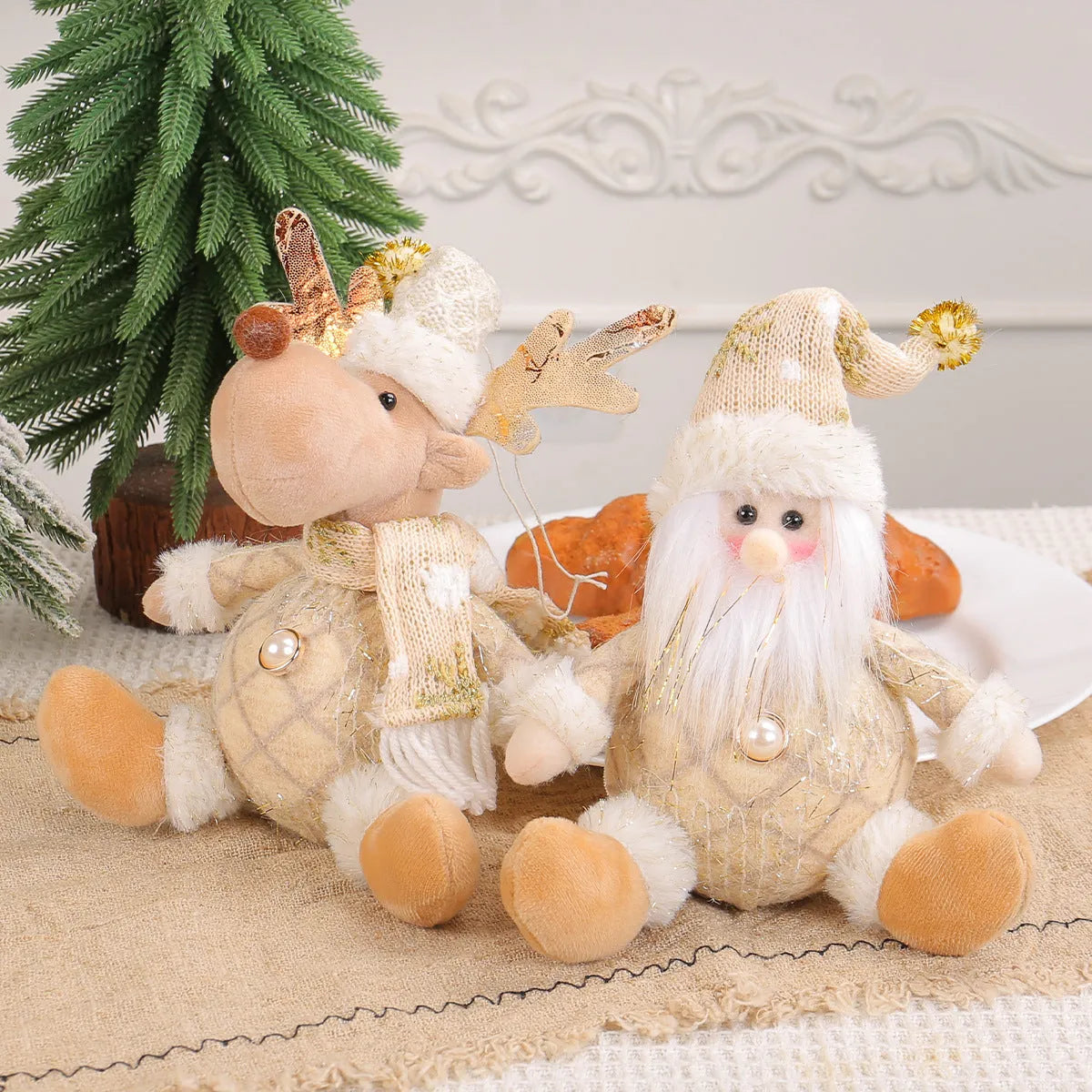 Santa Claus, deer and snowman Christmas ornament set with colourful cartoon styling