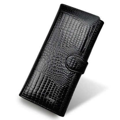 Women's patent leather coin purse with crocodile pattern in red colour option