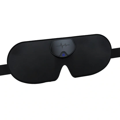 Black smart eye massager sleep mask with USB cable connection and sponge padding