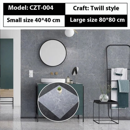 Close-up of geometric pattern marble effect self-adhesive wall sticker measuring 40x40cm