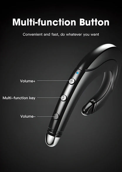 Comfortable Bluetooth ear-hook headset with bone-conduction technology for enhanced audio quality and awareness