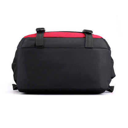 Waterproof nylon school backpack with airpillow straps in black, red, blue, or grey colours