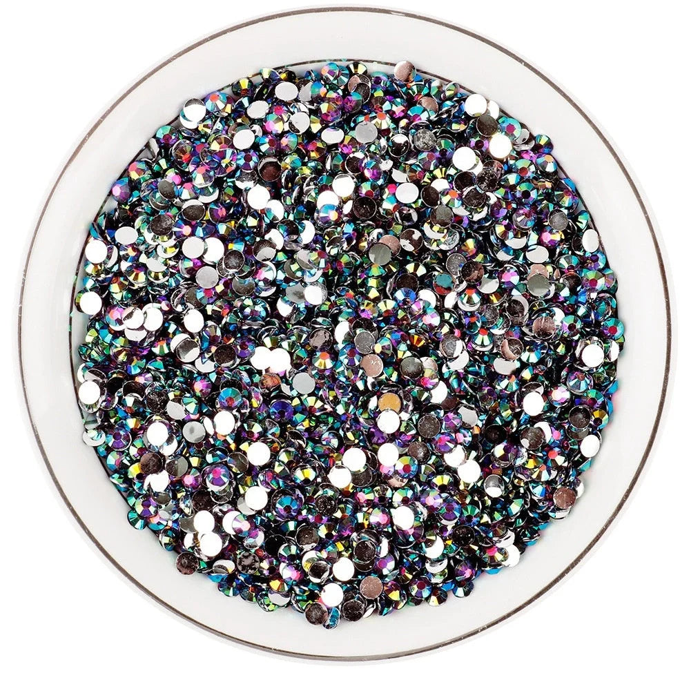 Resin flat magic colour nail rhinestones with eight-mesh pattern in assorted colours and sizes for nail art decoration