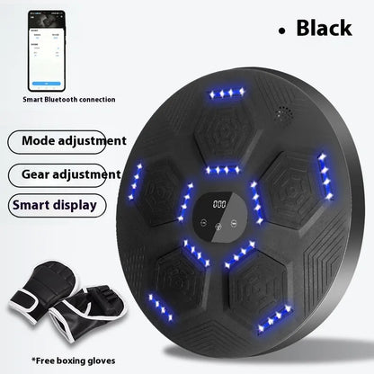 Smart music boxing machine reaction target hanging on wall with boxing gloves