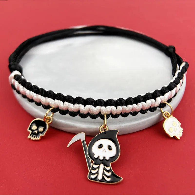Halloween pet collar decoration with zinc alloy charms in pumpkin bat design on a black collar