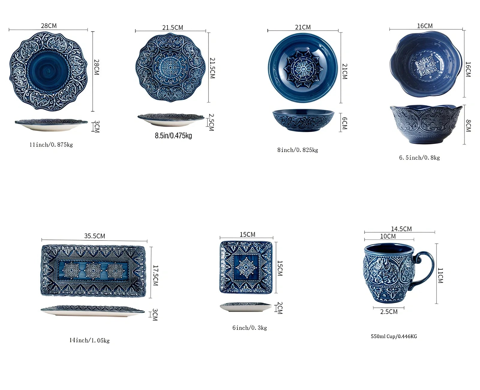 Baroque style porcelain bowl with relief pattern and petal-shaped edges, 15cm diameter