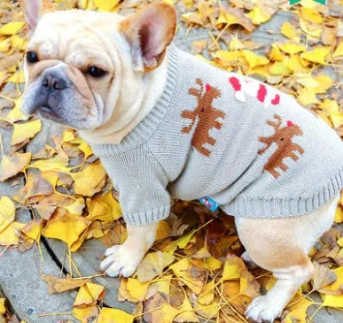 Christmas dog sweater in Santa Claus red polyester, casual pet jumper available in sizes S to XL