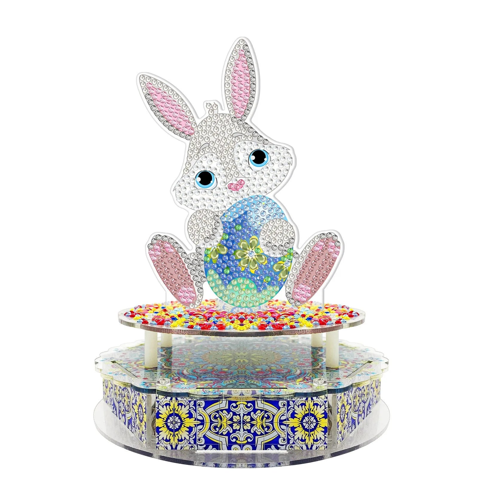 Handmade DIY diamond painting music box kit with light string and assembly tools for Halloween and Easter decoration