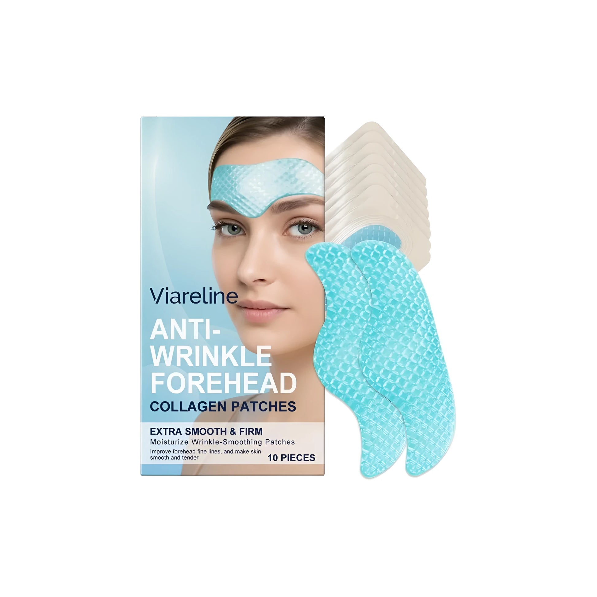 Pack of 10 collagen-infused moisturising forehead patches for anti-wrinkle skincare