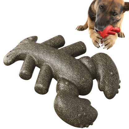 Pet food dropping ball dog molar lobster toy in wood colour or red plastic, single teeth grinding toy