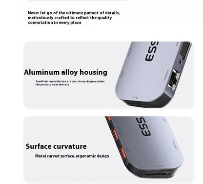 11-in-1 USB-C expansion dock with Gigabit Ethernet port and 20cm cable showing multiple connection interfaces