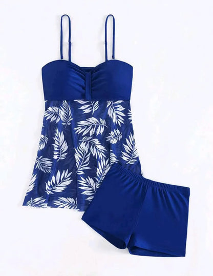 High waist mesh women's swimsuit briefs in split boxer style.