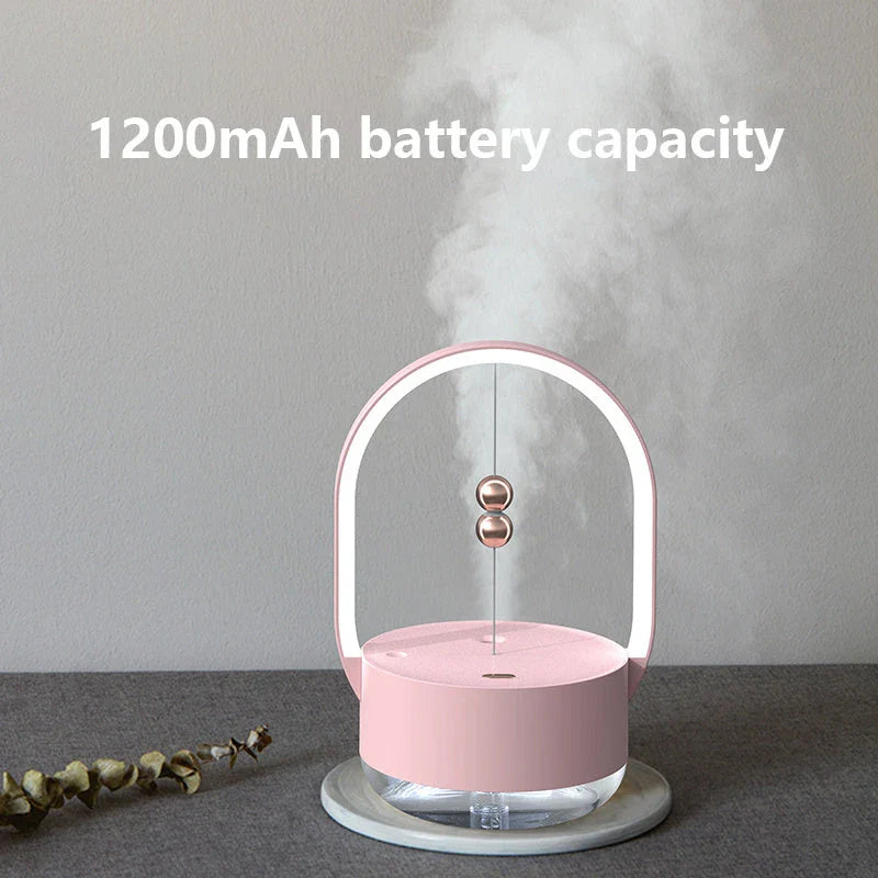 Compact portable USB powered humidifier with mood lighting for home and office use