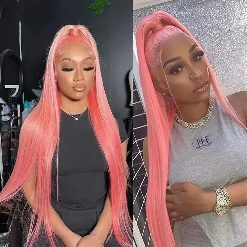 Women's mid-length straight lace front wig in high-temperature fibre on display head